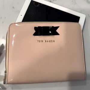 Ted Baker patent blush with black bow padded case IPAD case